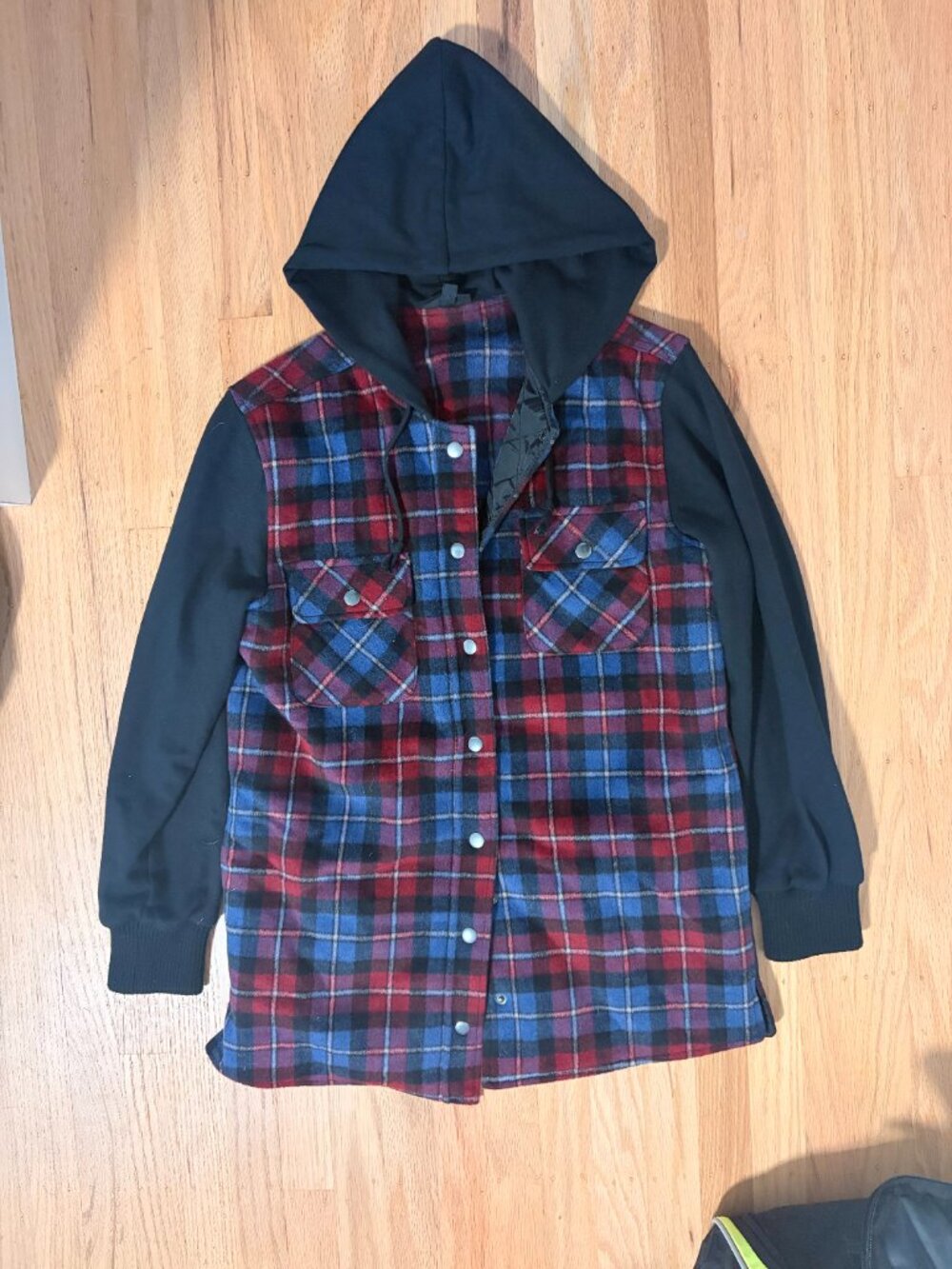 Topshop Cozy Red & Navy Plaid Flannel Shacket - Size US 2